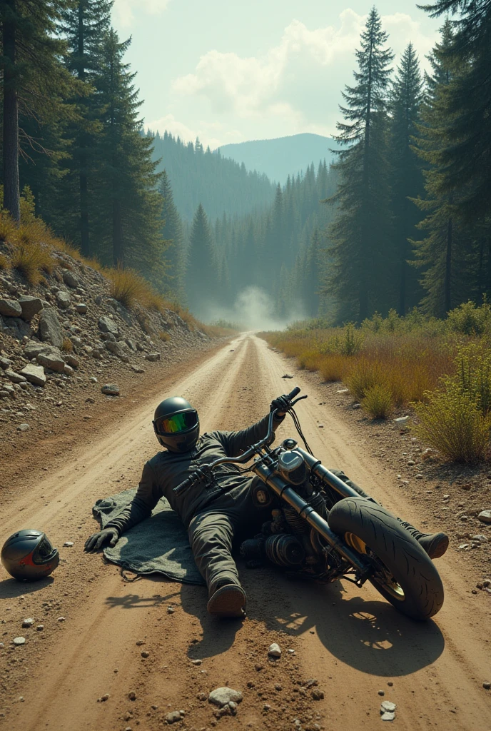 A motorcycle accident on a dirt road in the northeast backlands 

