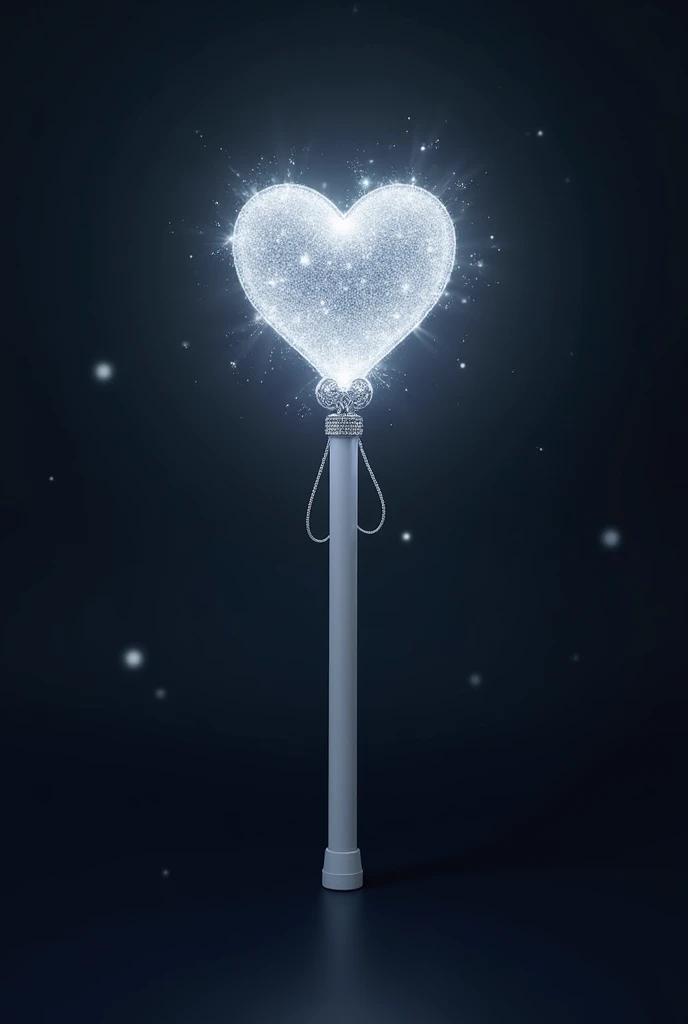 kpop lightstick but design as magic wand. elegant and cute. the lightstick emits silver light. sparkling and glowing in the dark. no hand. preview. the stick has on or off button.. the stick is white about 15cm height. on top of stick is love shape surrounded by silver diamond. the love also is wrapped around with a pendant chain. has sophisticated vibe. 