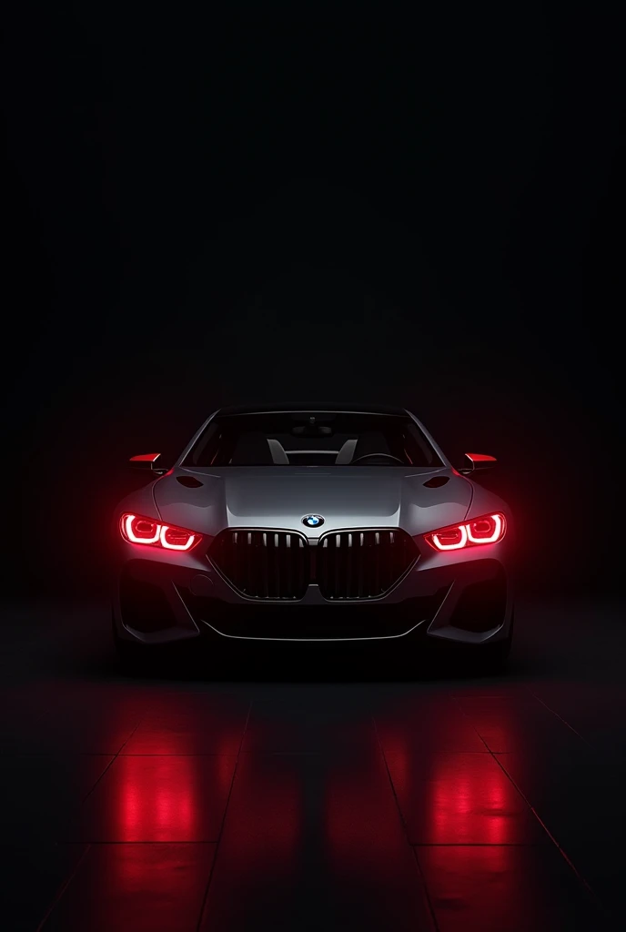 Red eyes of bmw with black background luxury look