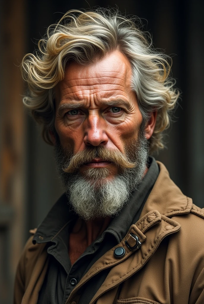 30 year old man with faded hair, big beard, blonde hair, 19th century