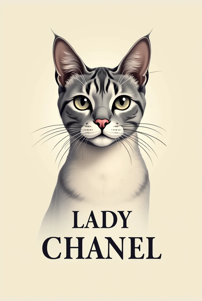 Create a logo for an online store of second-hand vintage women's clothing. It is called Lady Chanel, which represents an elegant cat.