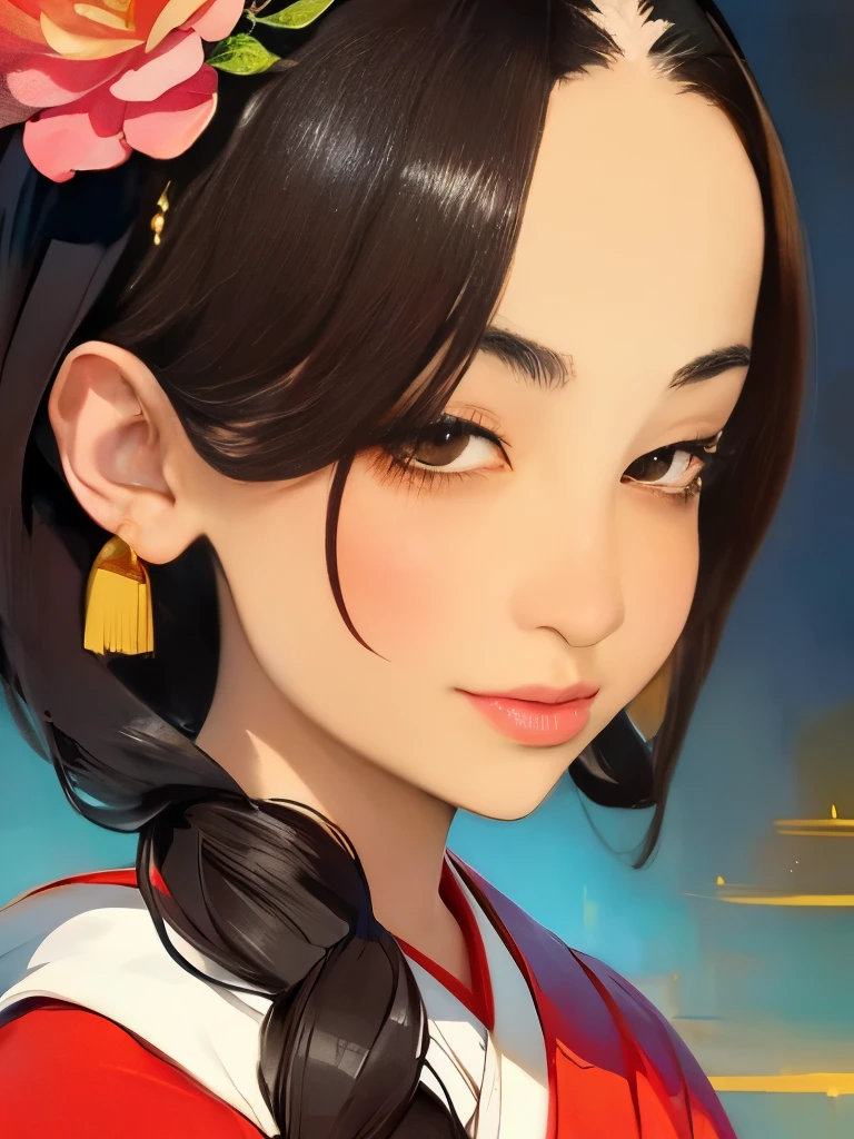 a close up of a woman in a kimono dress holding a bag, a detailed painting by Li Fangying, pixiv, fantasy art, ancient  princess, beautiful character painting, ancient  beauties, palace ， a girl in hanfu,  princess,  girl, , wearing ancient chinese clothes, traditional art, beautiful gorgeous digital art