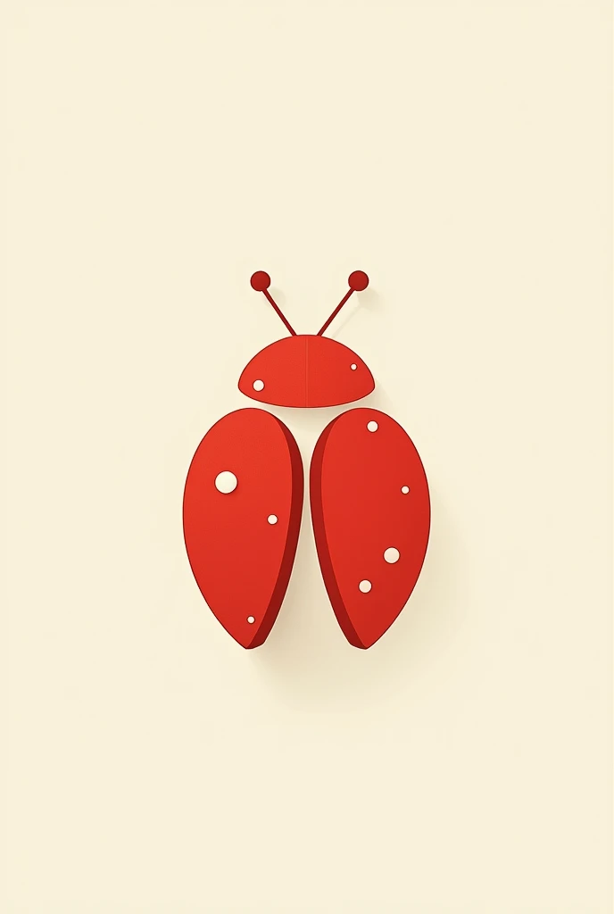 Make a minimalist art about a set of figures that create a ladybug, Let art represent luck, like the color.