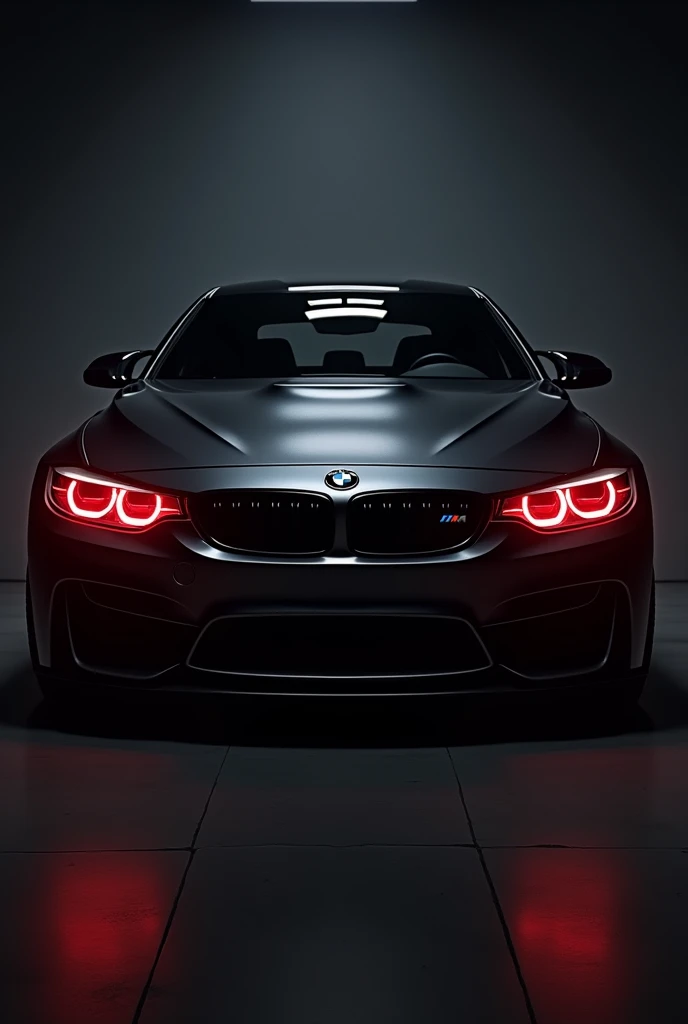 Red eyes of black bmw m4
with black background luxury look