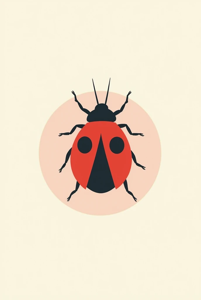Make a minimalist art of a set of figures that form the shape of a ladybug, and that art represents luck, like the color.