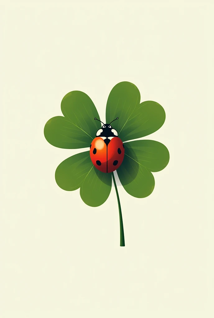 Make a minimalist art of a ladybug in the center of a four-leaf clover.