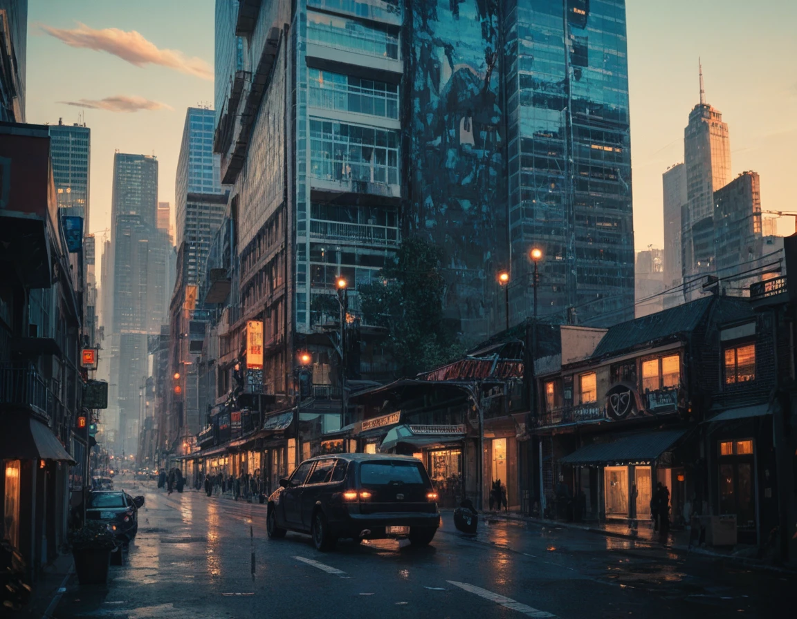 City background, without main model, bright afternoon.