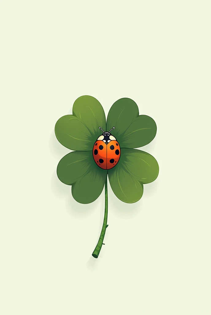 Make a minimalist art of a ladybug in the center of a four-leaf clover.