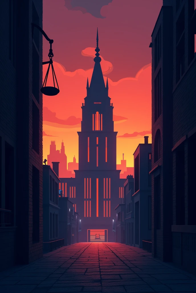 Create a perfect image to be a profile picture for a Criminal Procedural Law WhatsApp profile, disney pixar style, no characters, only with elements that refer to Law.