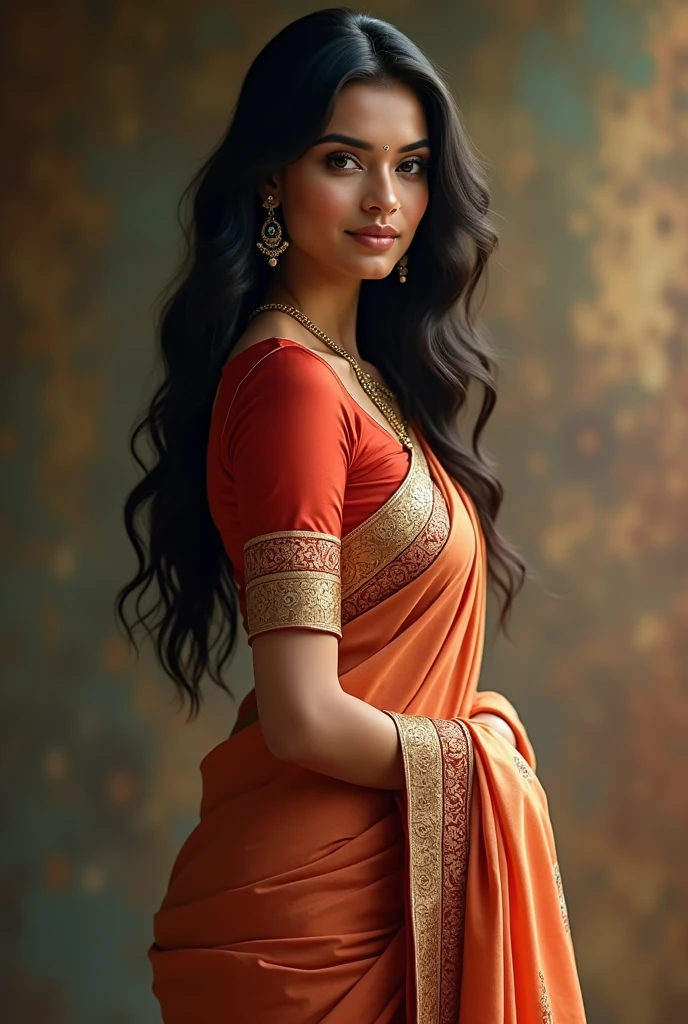 beautiful indian women positioning her with a saree