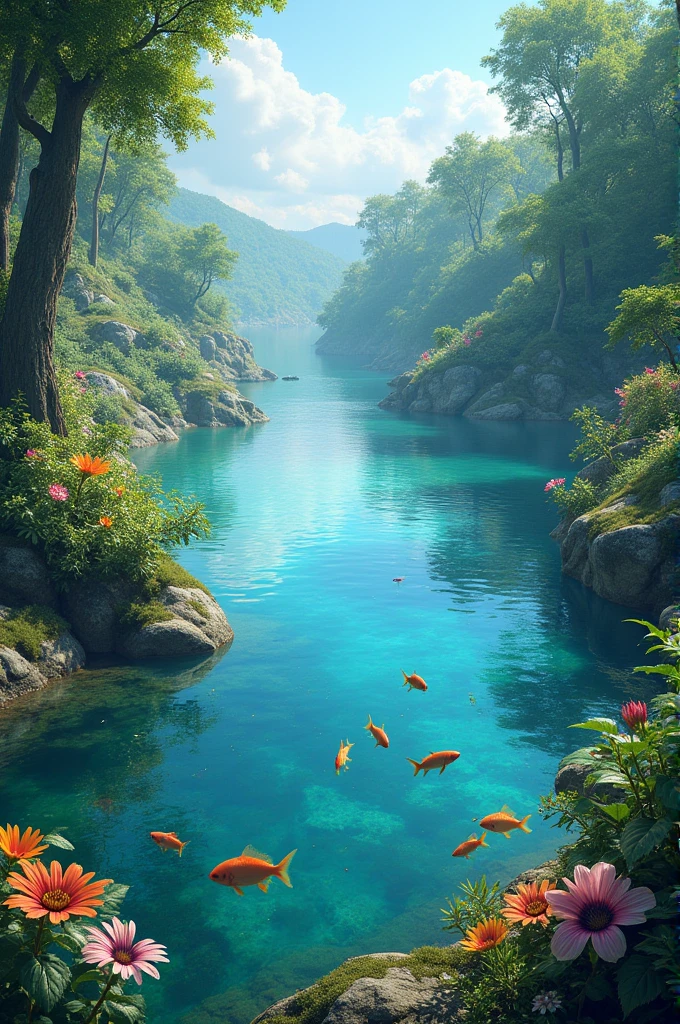 Lake with ecosystem