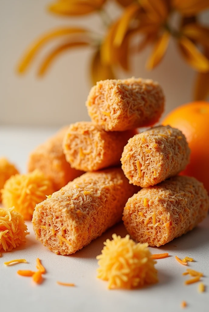 Create images of briquettes made from orange peel and coconut