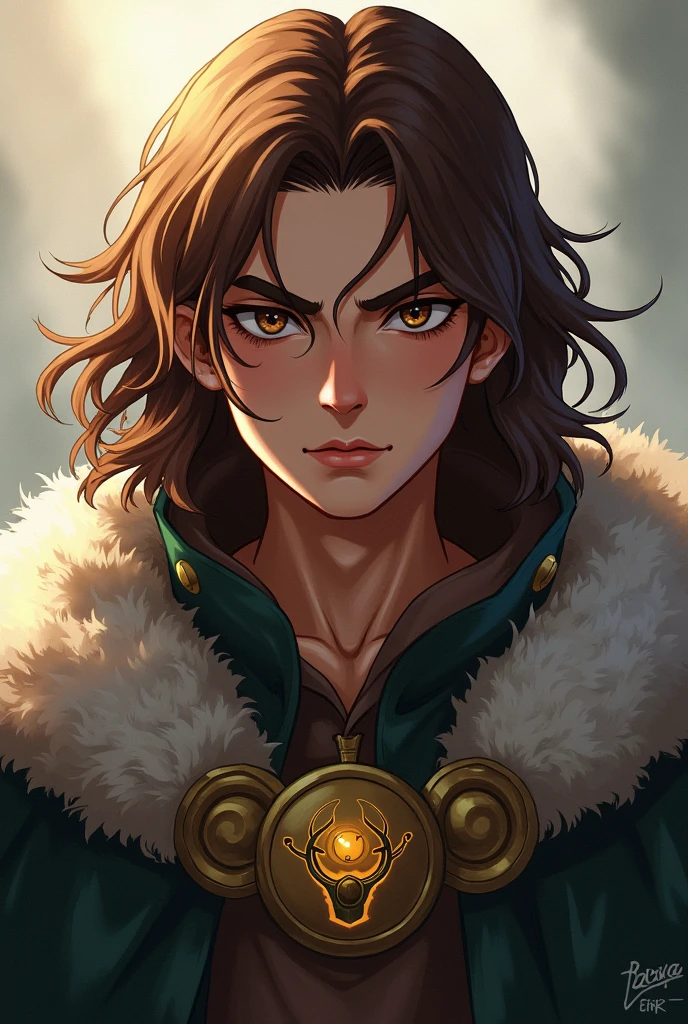 ,On earth, Eirik felt lost and furious he is a god. However, did not give up. He decided to train and get stronger, brown hair