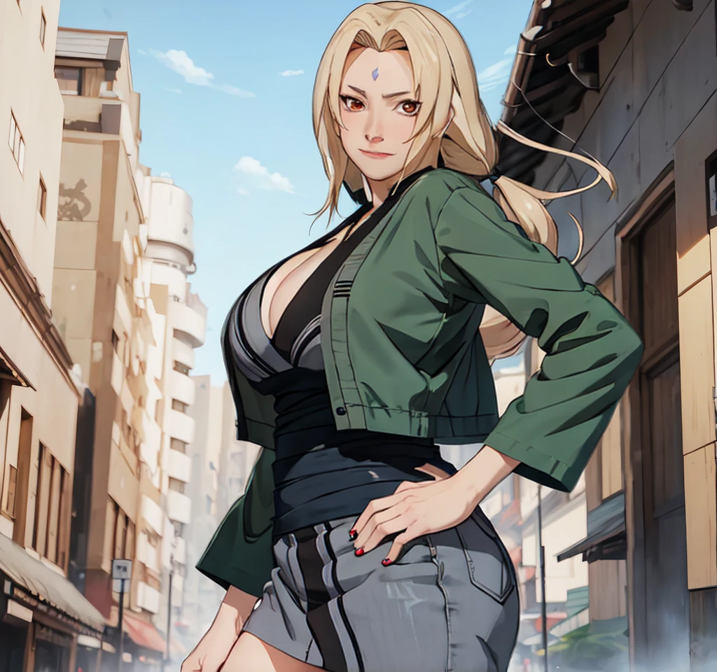 tsunade, tight clothing, maturebody, beautiful  face, sultry posing, marked ass, big buttocks, illustration, high resolution, ultra detali