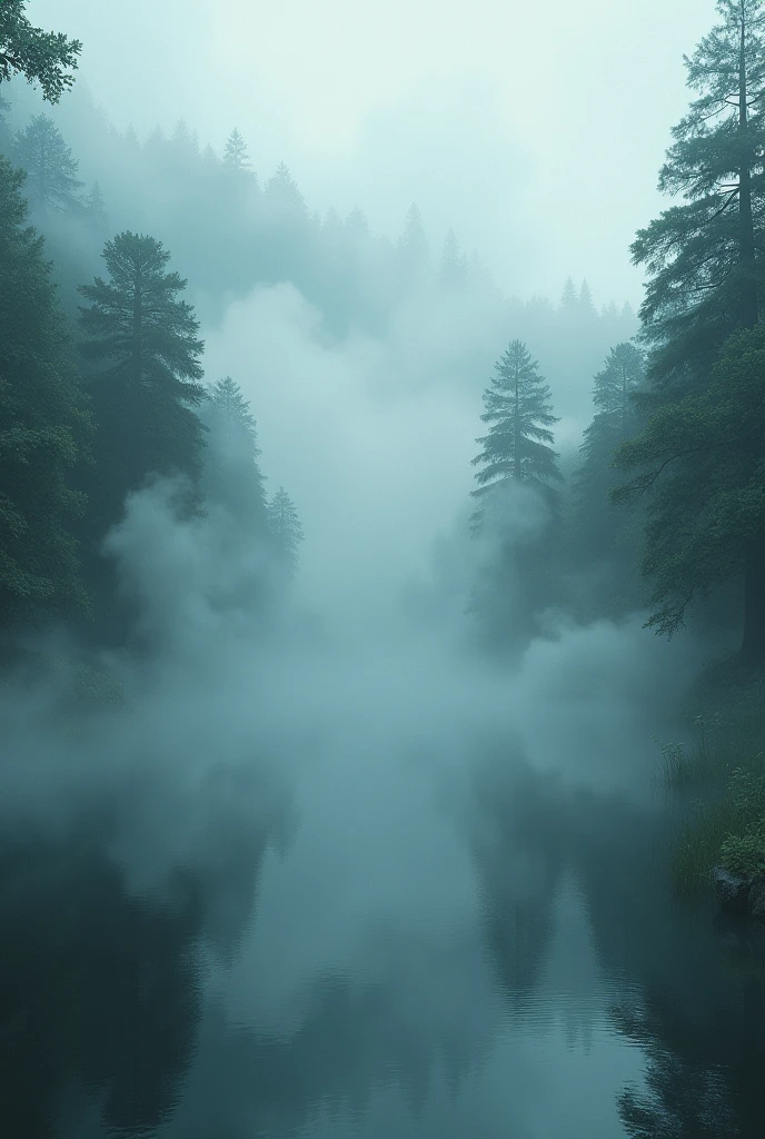 Lake with smoke