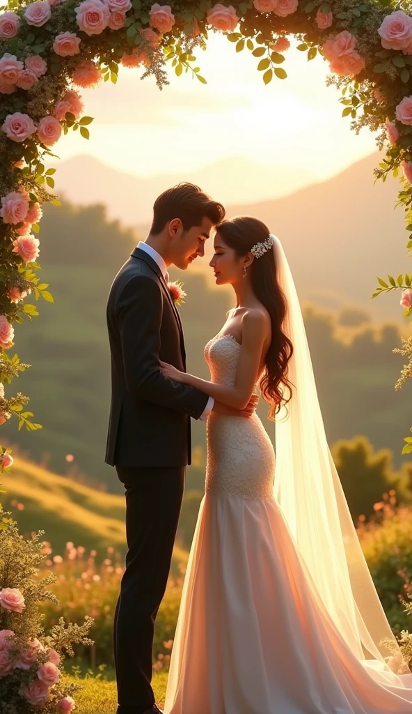 A georgous sexy couple getting married,  pixar disney style, cinematic, masterpiece, high-aesthetic,  realistic 