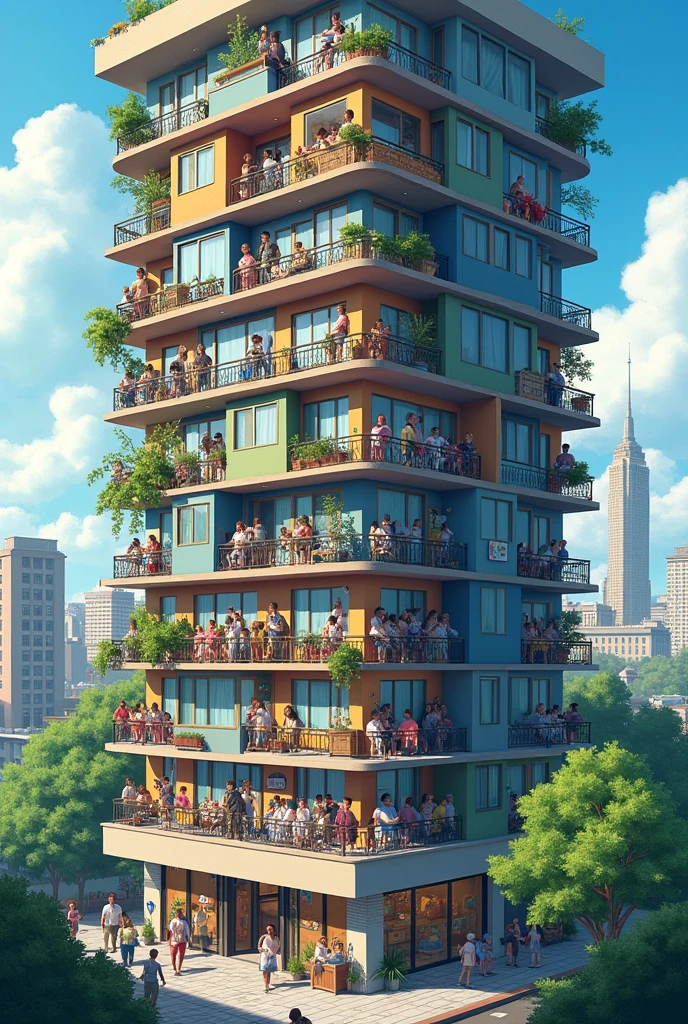 Group of people living in a building