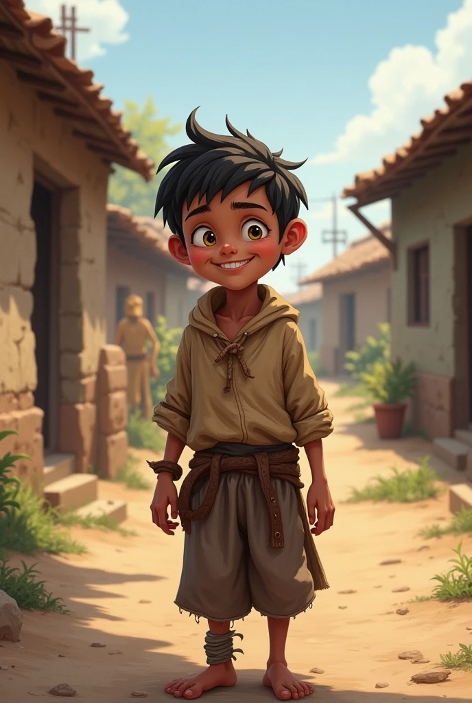 A Village
A poor begger boy smile