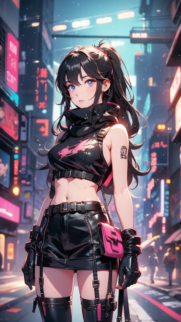 A LOFI-STYLE GIRL IN A CYBERPUNK CITY