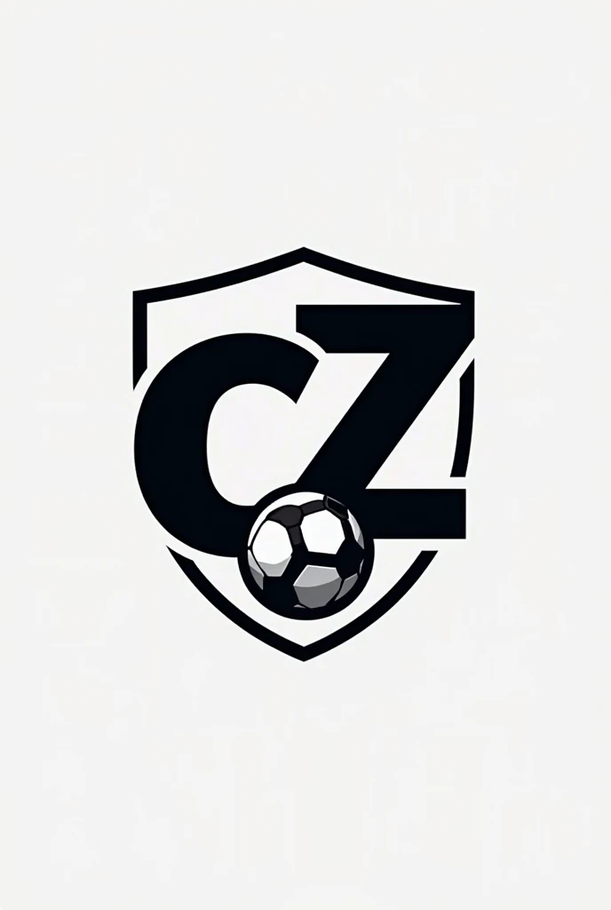 A football team logo that has the letters "C e Z" in the logo and a soccer ball, you can pay attention to the details, use black and white or black and gray colors