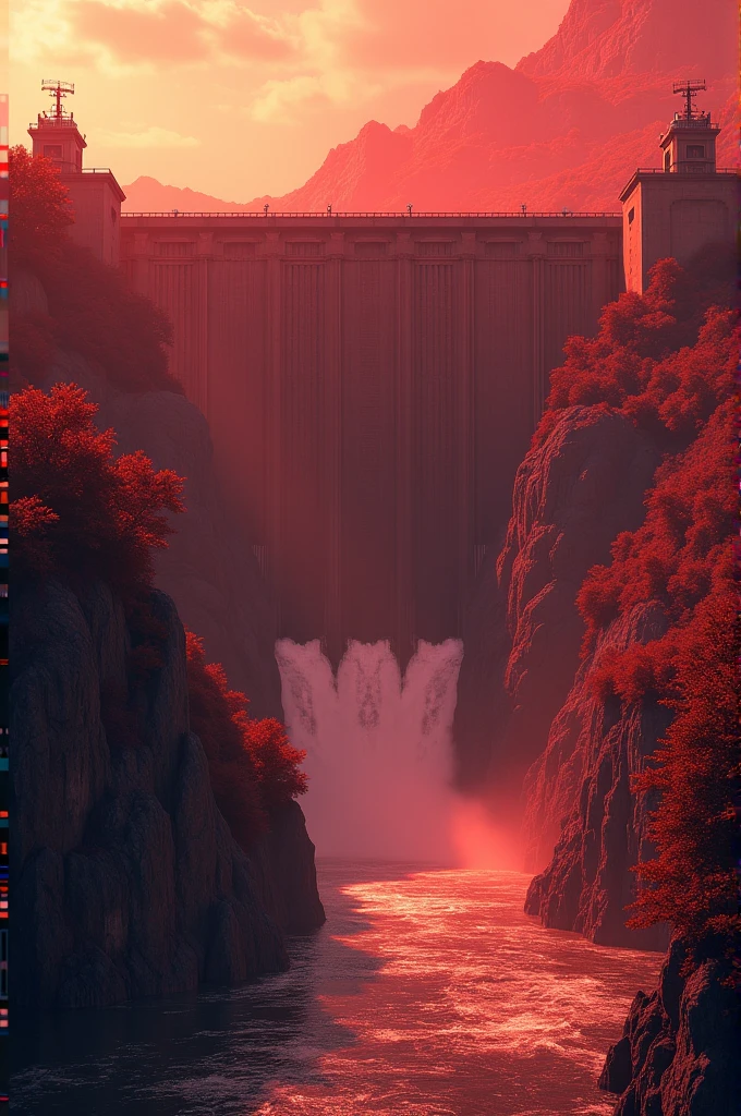 River dam in red theme
