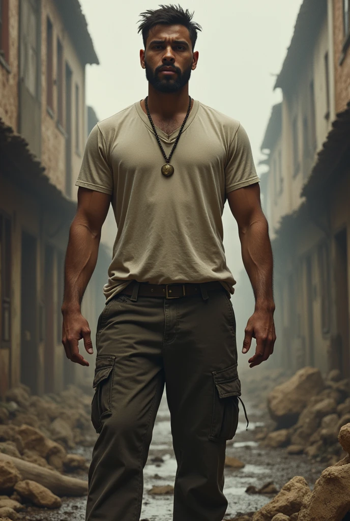 He is a young man with an intimidating appearance, innocence and vulnerability, which makes him a feared and mistreated character. Performs heavy work that does not require reasoning, reforzando su papel como un ser físicamente strong pero emocionalmente frágil. He is a tall man, strong, with a 1925 T-shirt, beardless and young