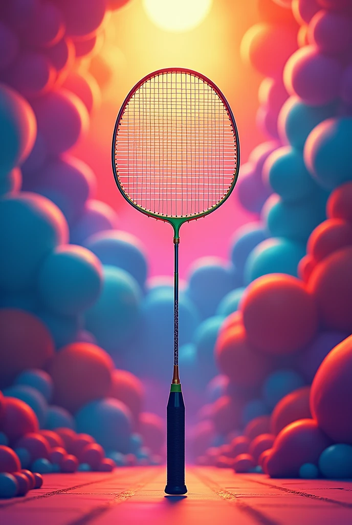 Badminton and badminton racket in Multicoloured background