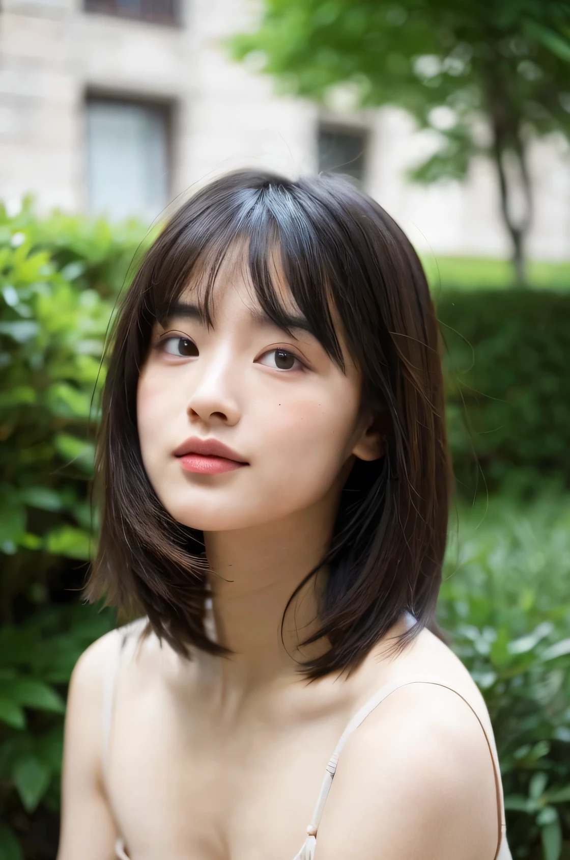 Femme brune mannequin realiste avec des traits asiatiques 
