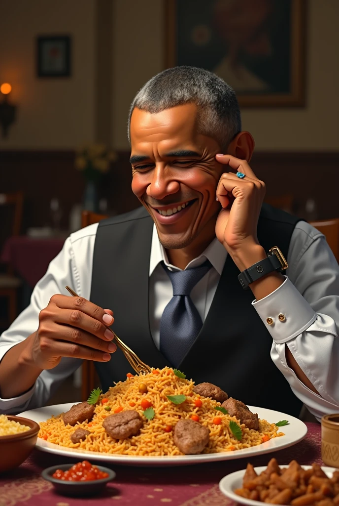 Barack obama eating biriani