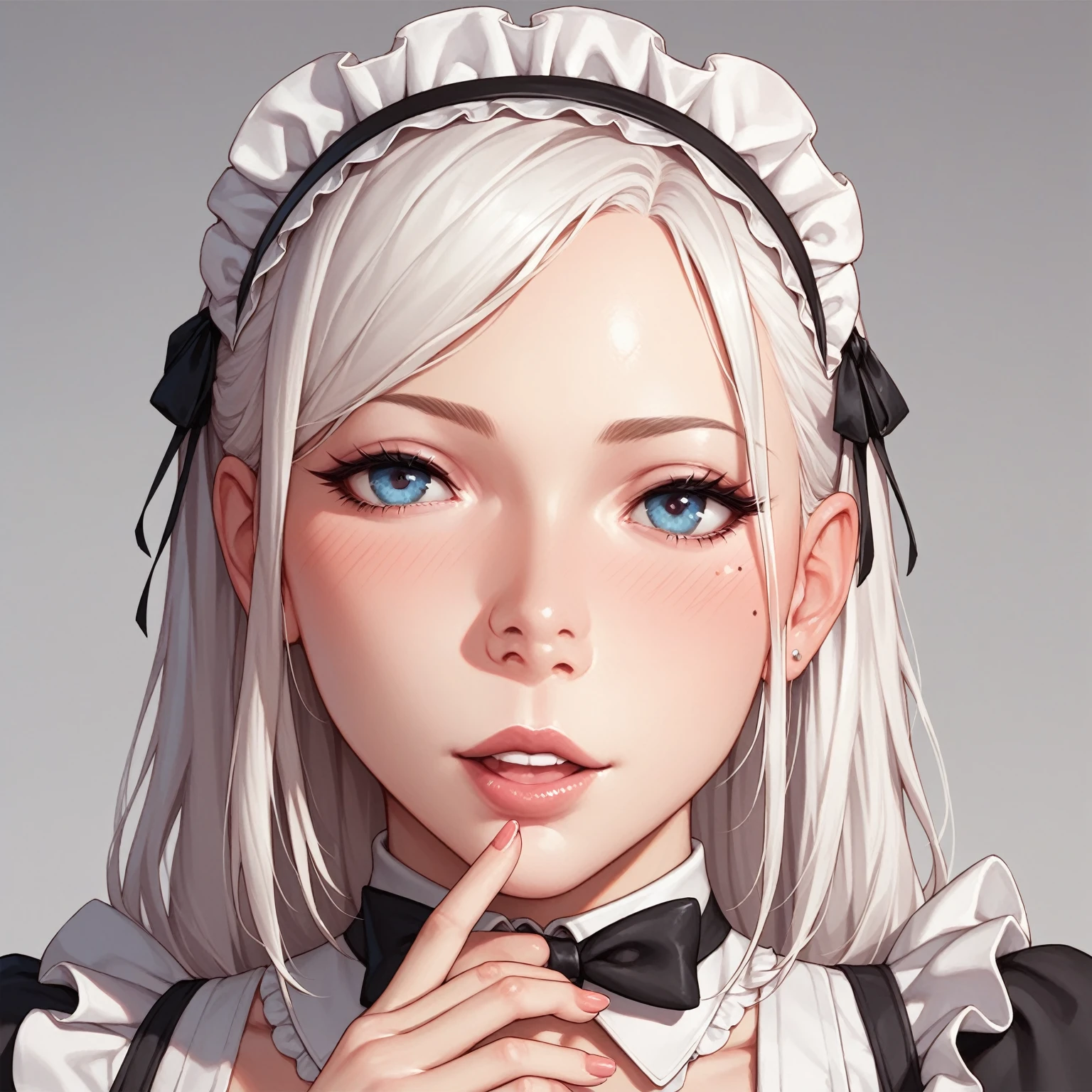 1 woman, submissive maid. sexy. whole body, White hair, nice face.