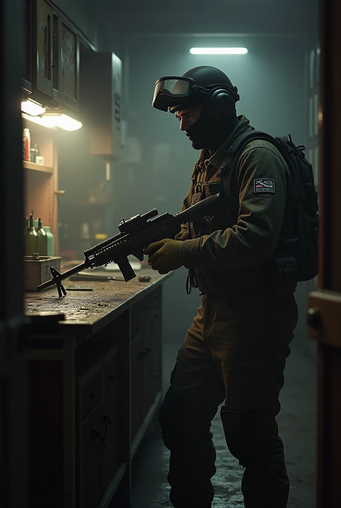 pmc, usec, escape from trarkov, gunsmith, tools, no weapons, workbench, 16:9, assault rifle