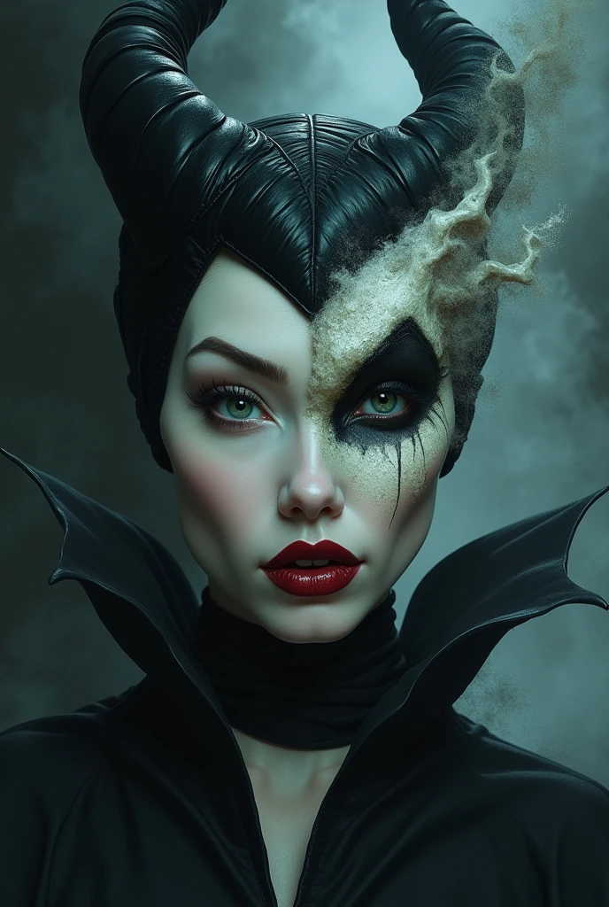 Maleficent with two faces, one good and one bad