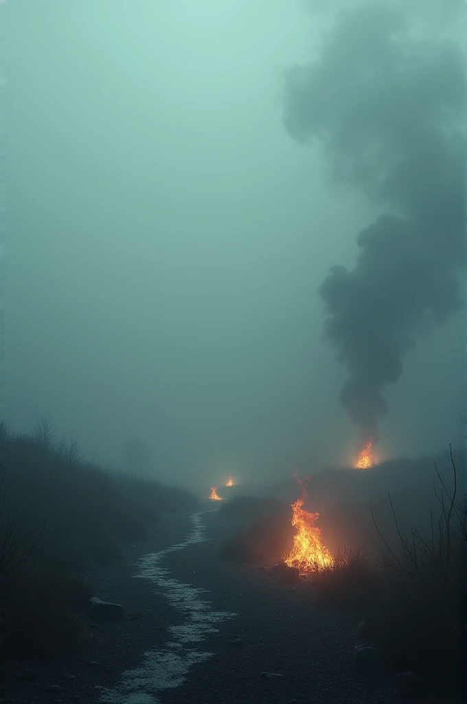 Background fog and fire