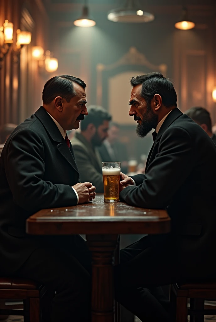 Adolf Hitler with Abraham Lincoln in a bar in Germany 