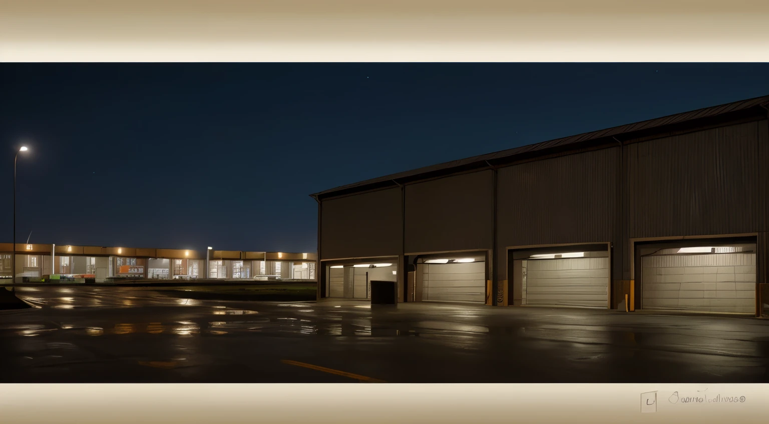 Looking out at the warehouses late at night