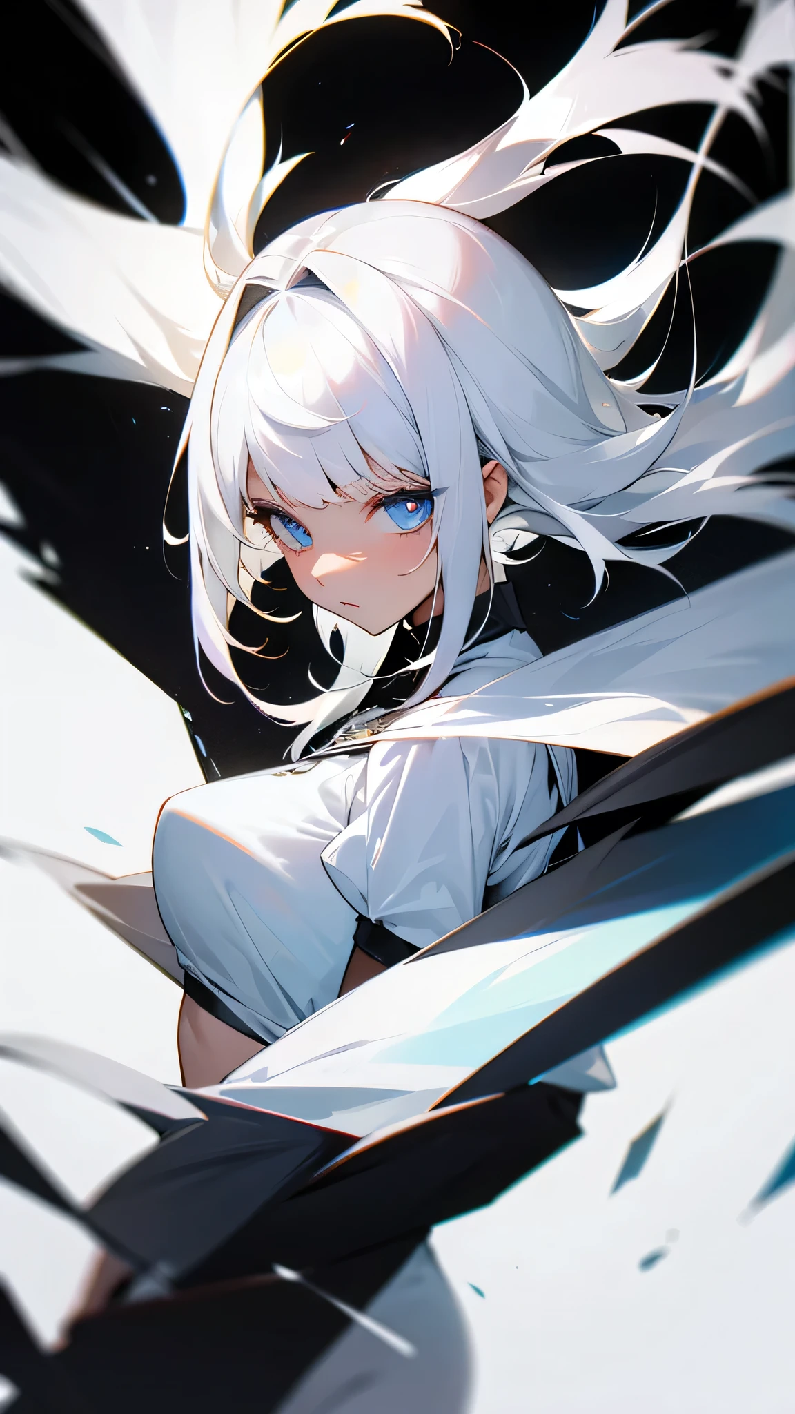 Half black and half white haired girl