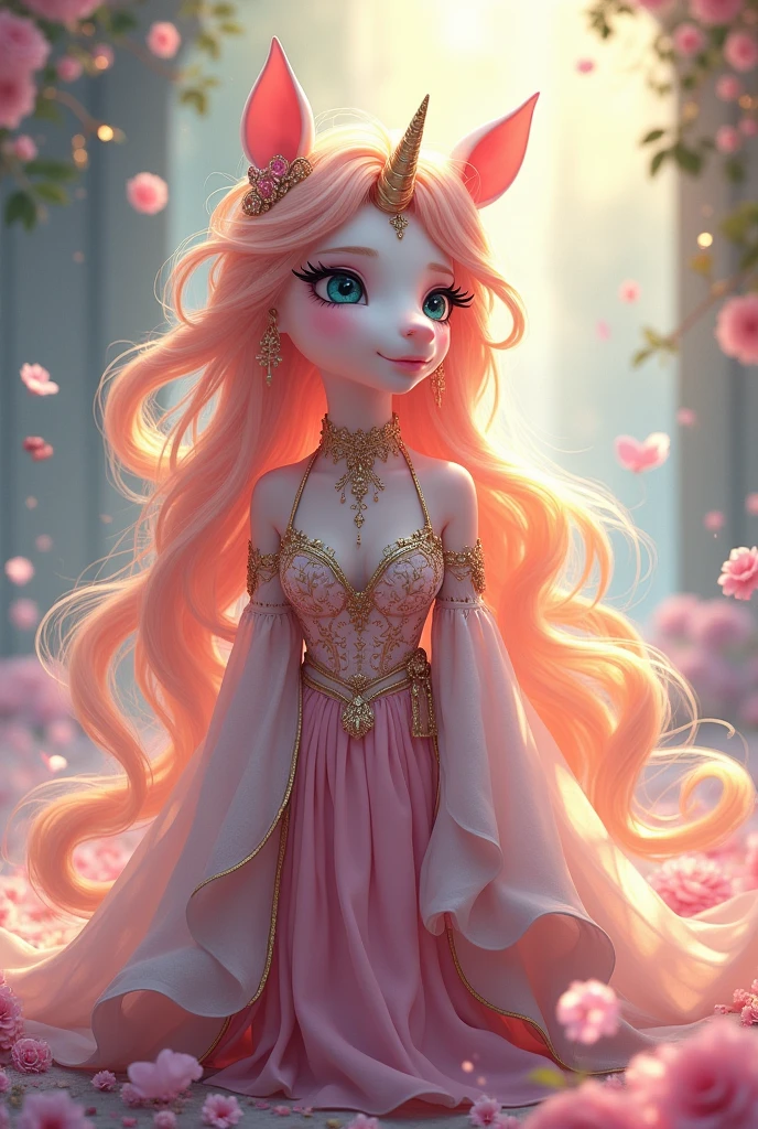 anime pony with long hair and luxurious clothes 