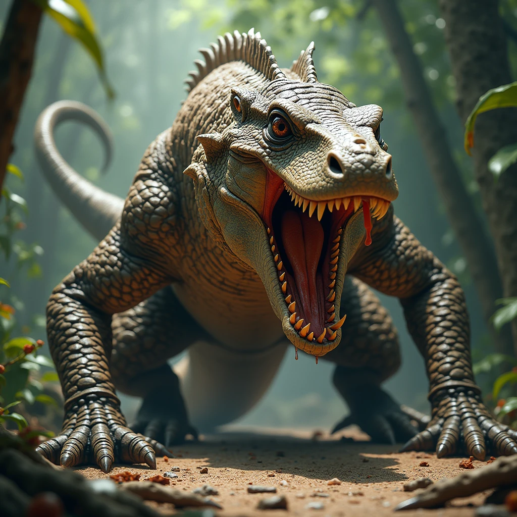 Komodo Dragon aggressively