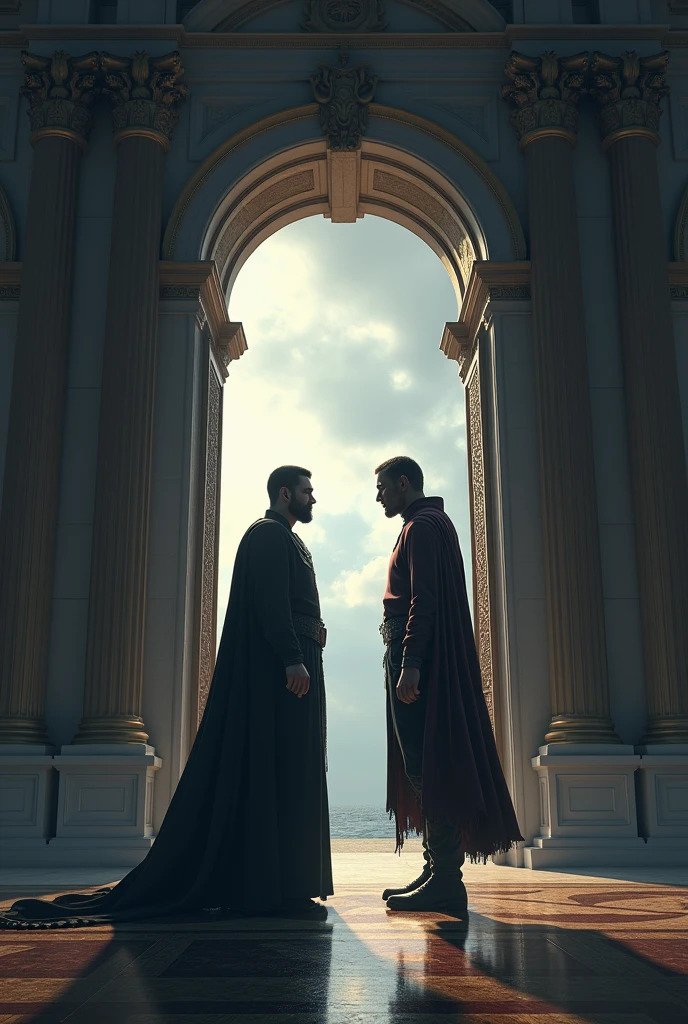 man at the door of the king&#39;s palace and the evil man