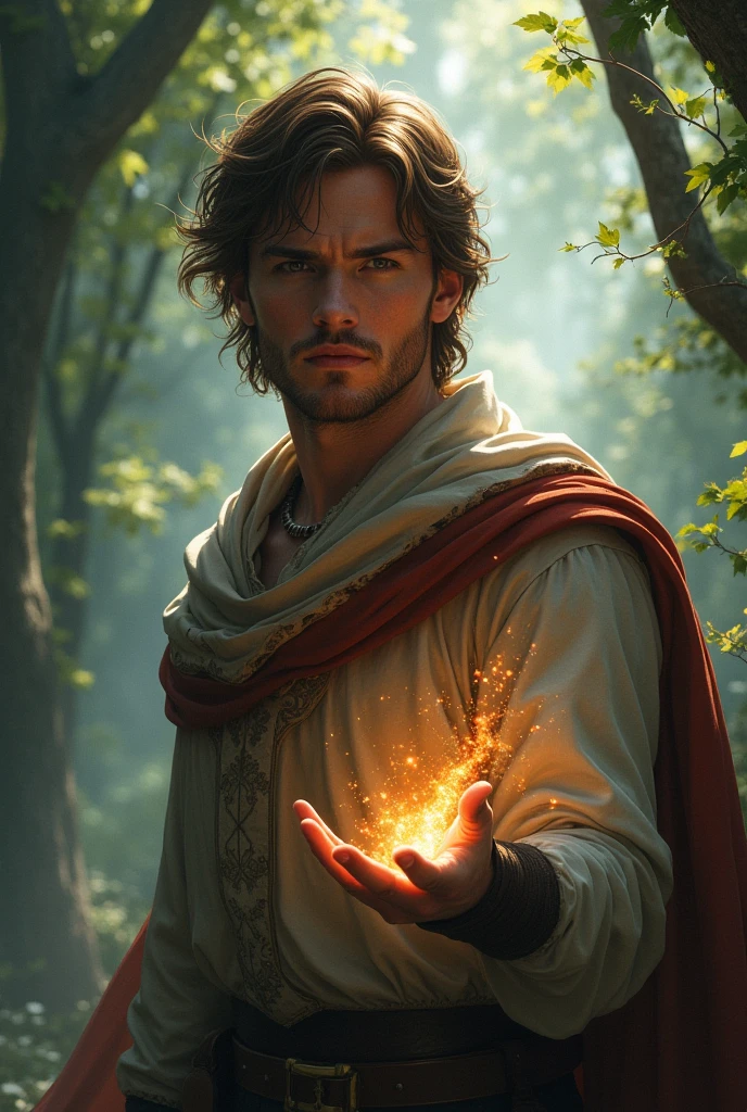 On earth,Eirik discovered that he still had a hidden power in his blood, the last vestige of his divinity. brown hair