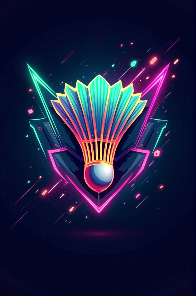 Multicolour Badminton logo in gaming theme