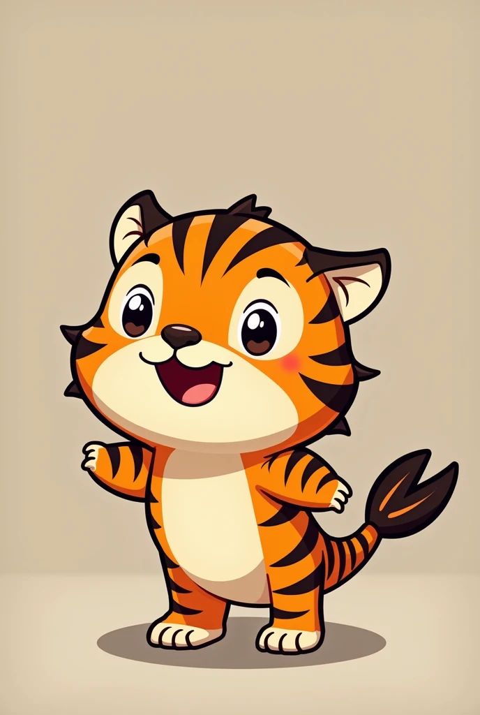 image of a fish dressed as a tiger not realistic plus basic animated (for a restaurant)