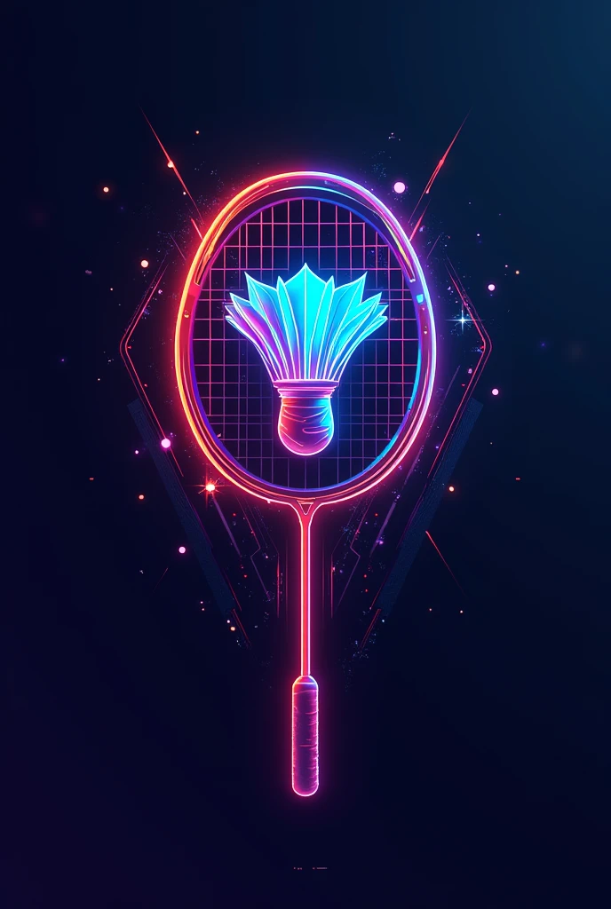 Multicolour Badminton racket and shuttlecock logo in gaming theme