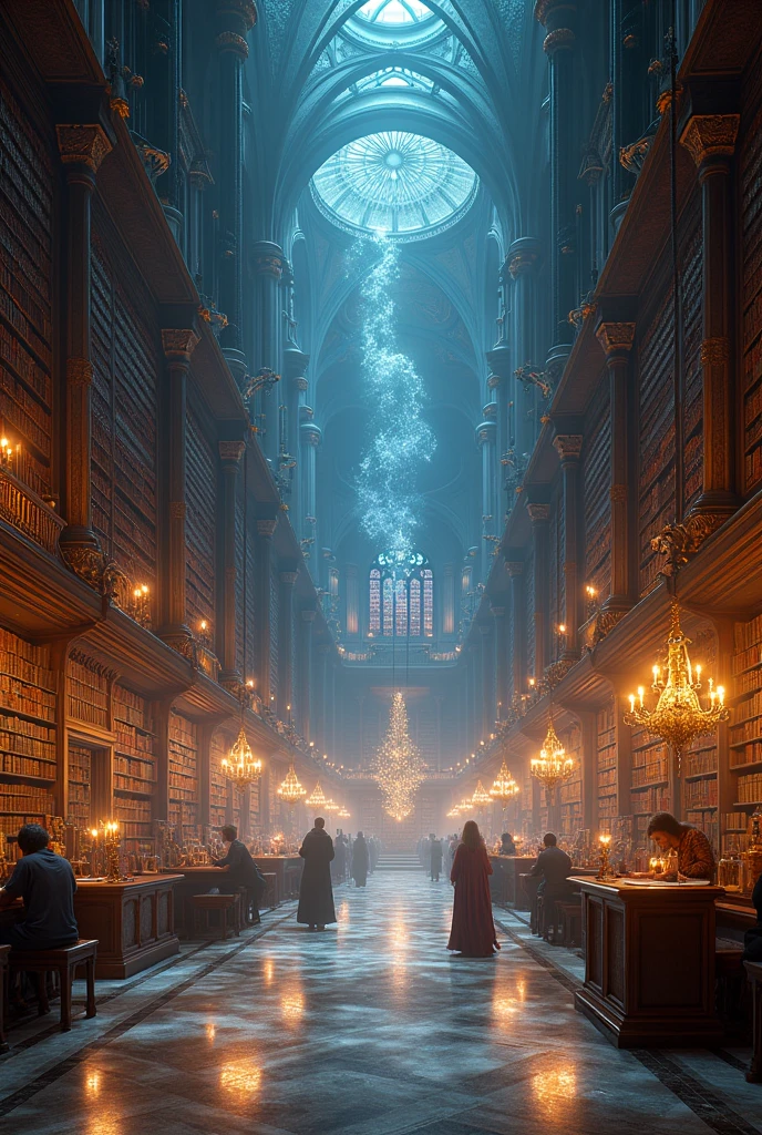 Please make a high resolution image of a magic library