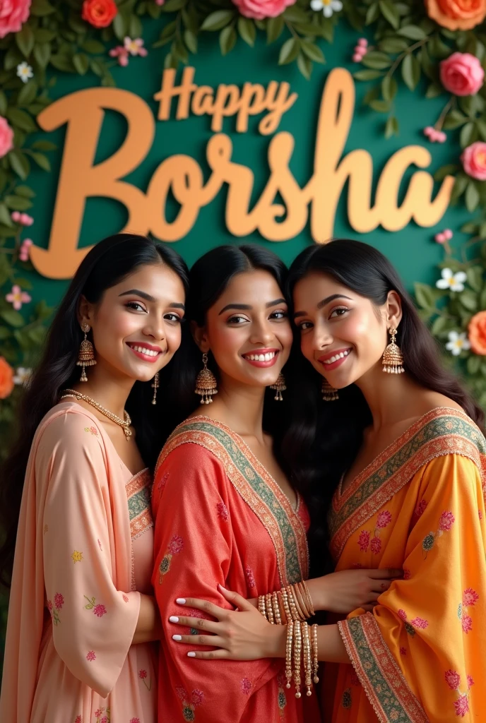 Bangladeshi adult pretty girls Birthday writing on background is  Borsha
