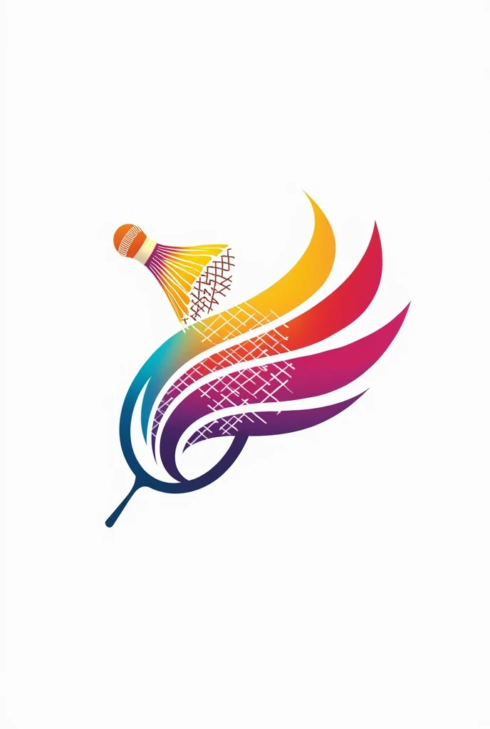 Multicolour Badminton racket and shuttlecock logo in sports theme