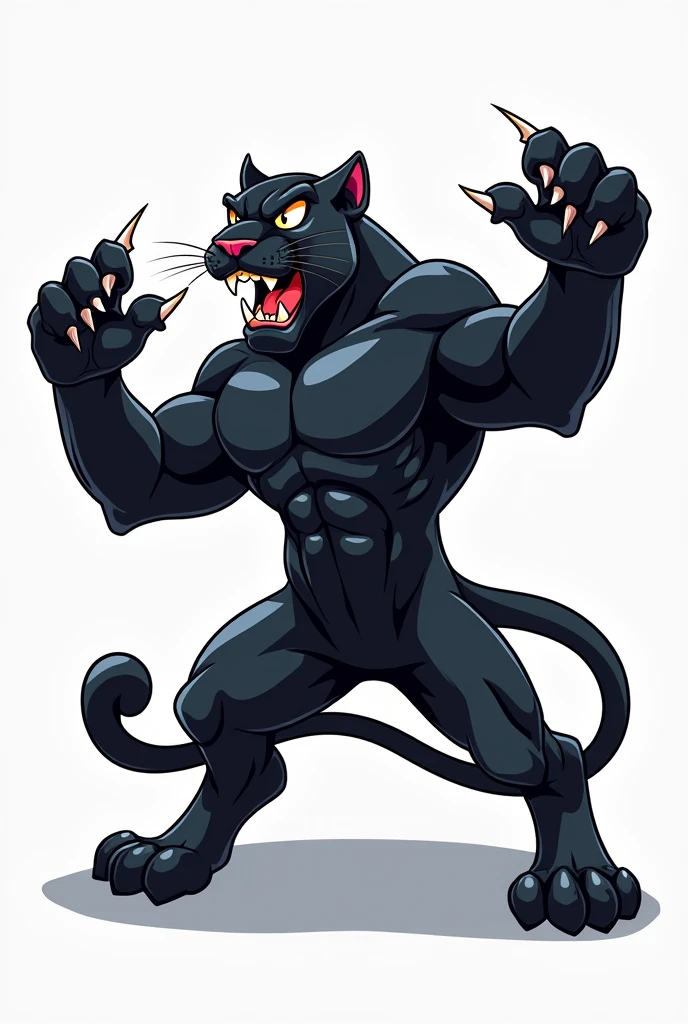 Cartoon of a muscular panther making a 4 with its claws