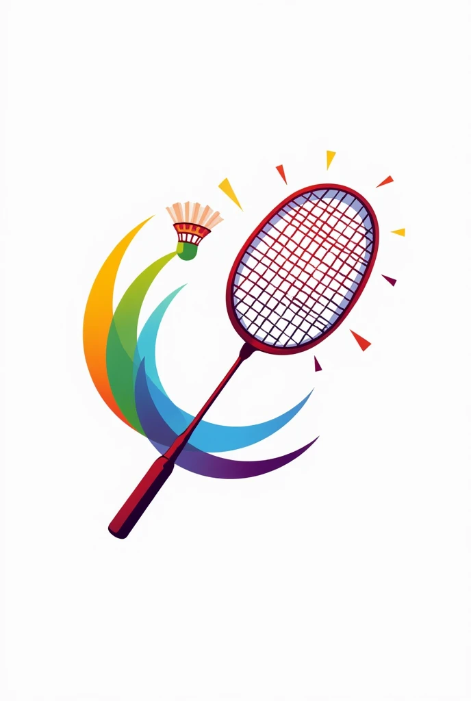 Multicolour Badminton racket and shuttlecock logo in sports theme