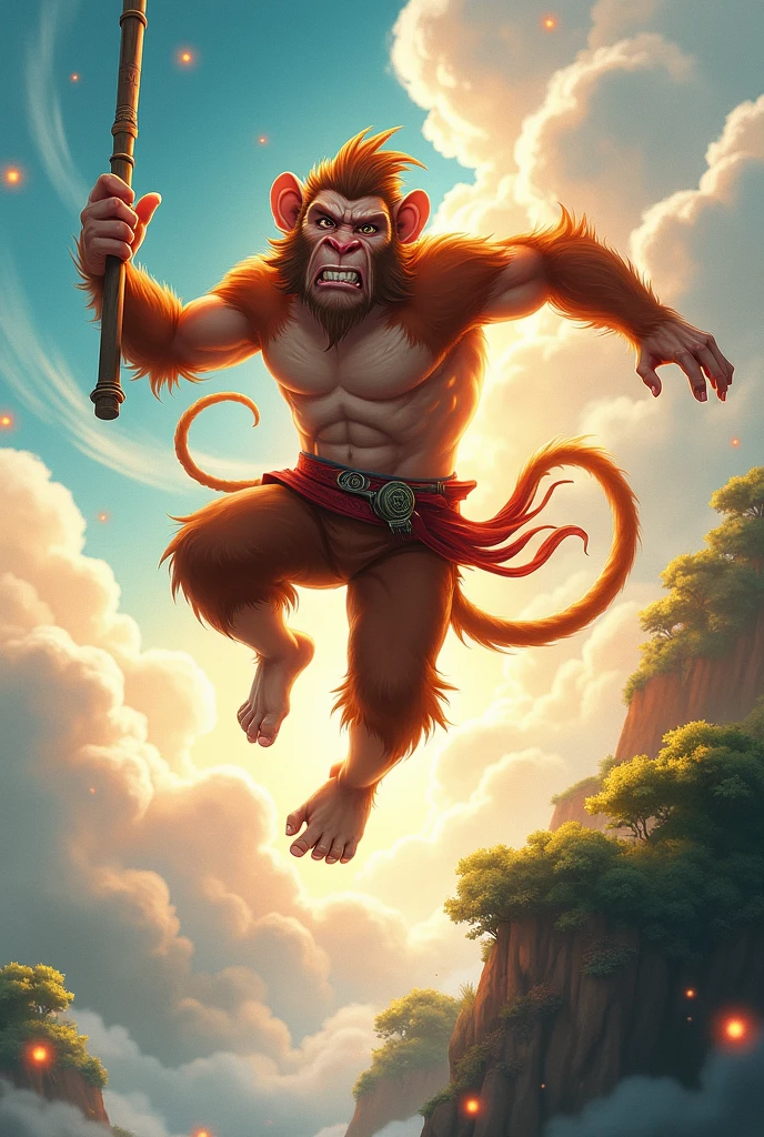 wukong,naughty man,monkey running through the sky