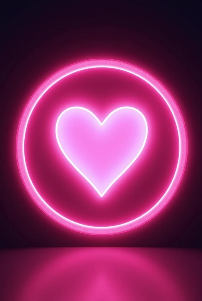 Pink heart in a circle and edge light in background like as a button